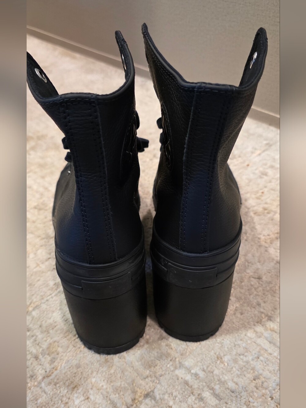 Converse Chuck 70 De Luxe Heel Leather High Boots Black Shoes Platform - Picture 4 of 10